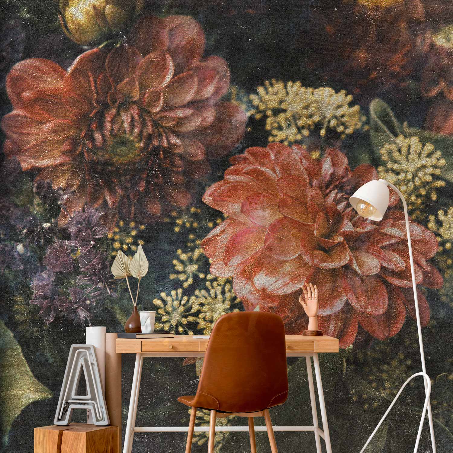 Retro Floral Pattern Wall Mural