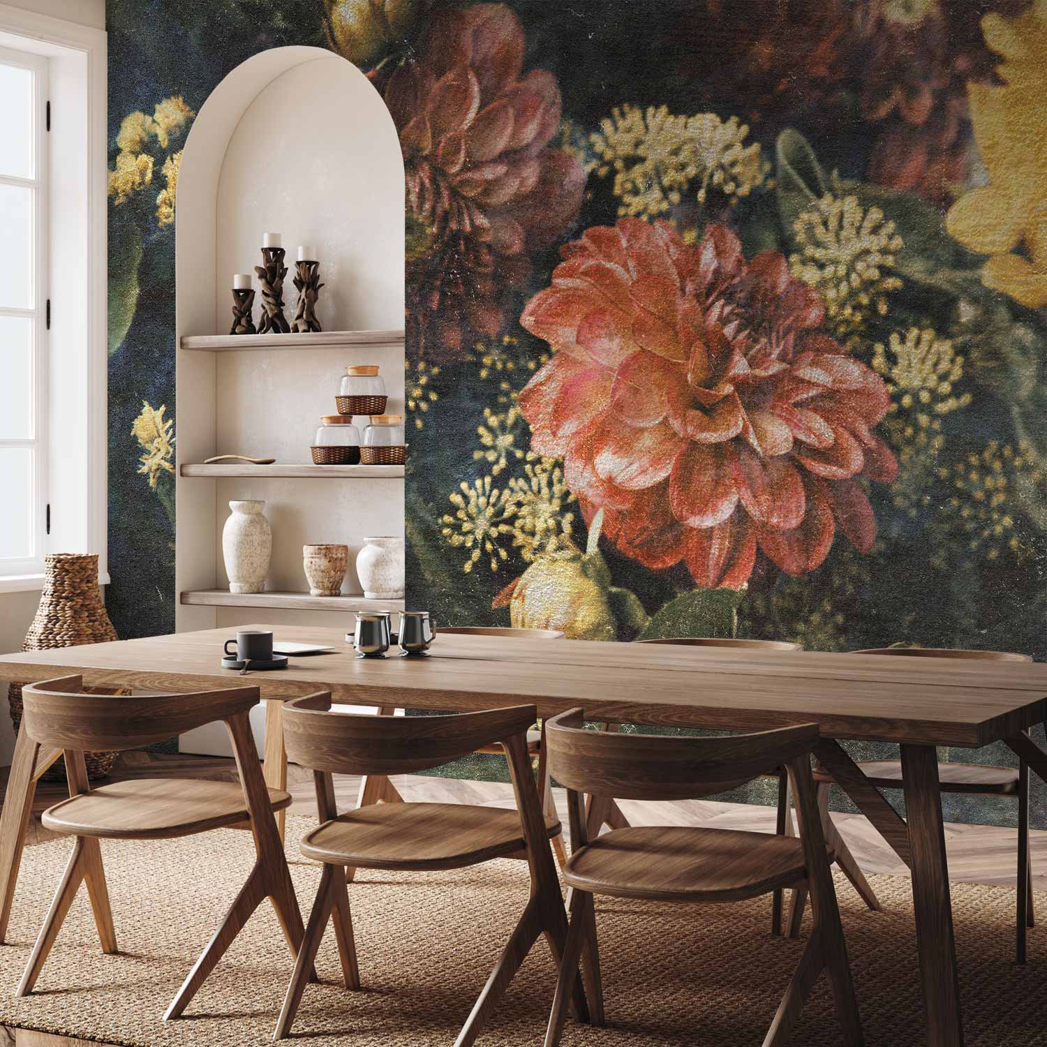 Retro Floral Pattern Wall Mural