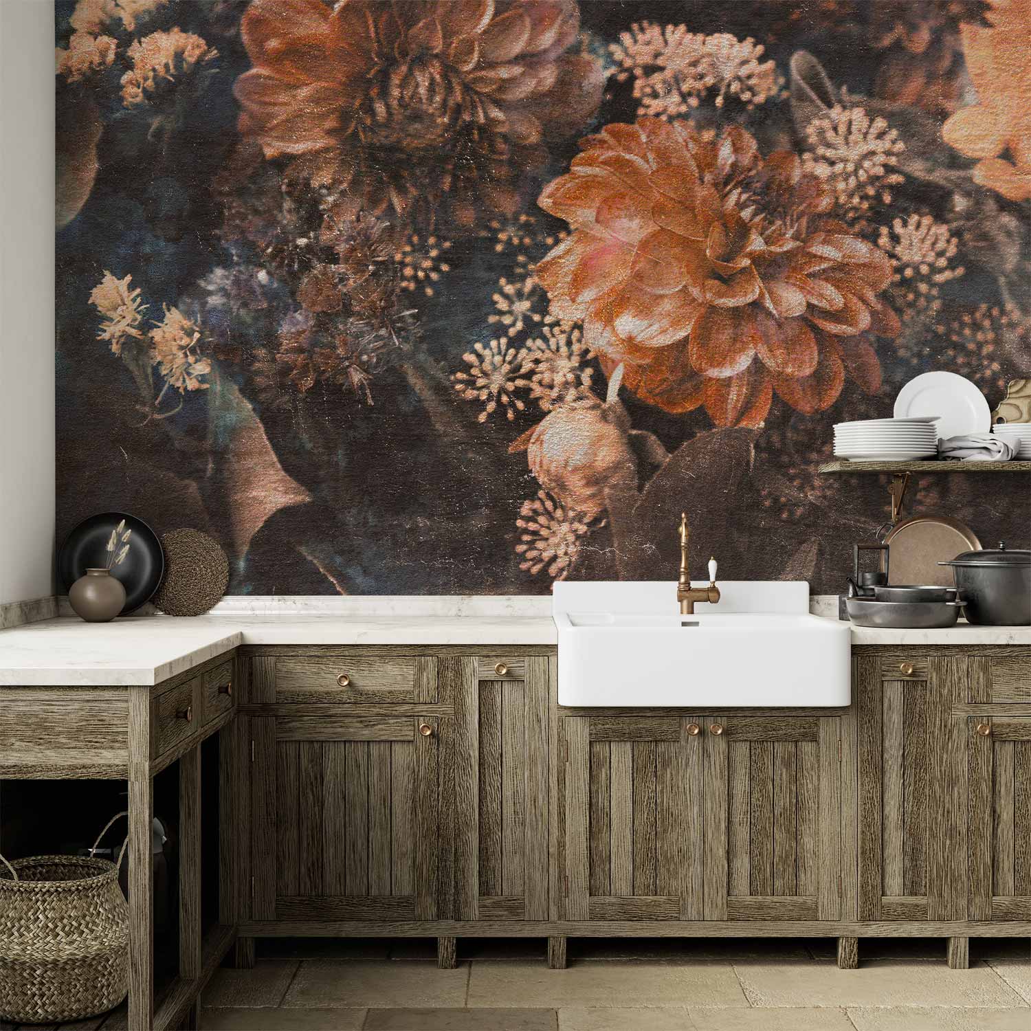 Wall Mural - Retro Flowers - Third Variant