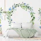 Wall Mural: Romantic Wreath with Blue Flowers