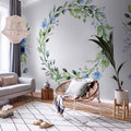 Romantic Blue Floral Wreath Wall Mural