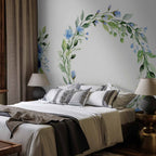 Romantic Blue Floral Wreath Wall Mural