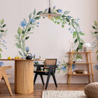 Romantic Blue Floral Wreath Wall Mural