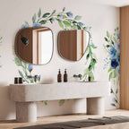 Romantic Blue Floral Wreath Wall Mural