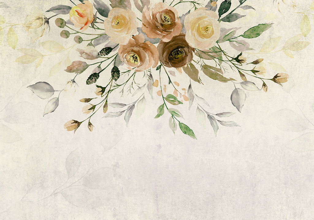 Wall Mural Summer Bloom Retro Floral Motif