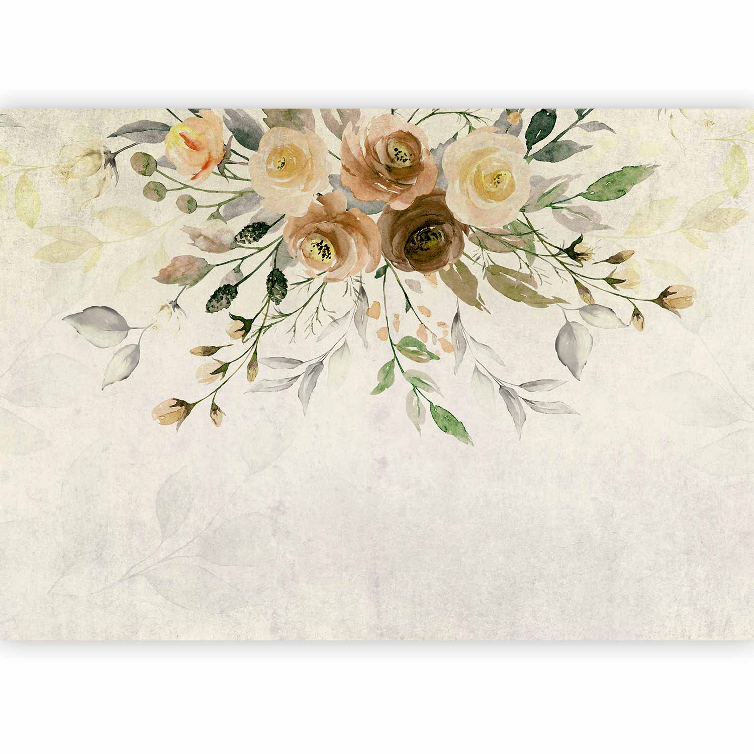 Wall Mural Summer Bloom Retro Floral Motif