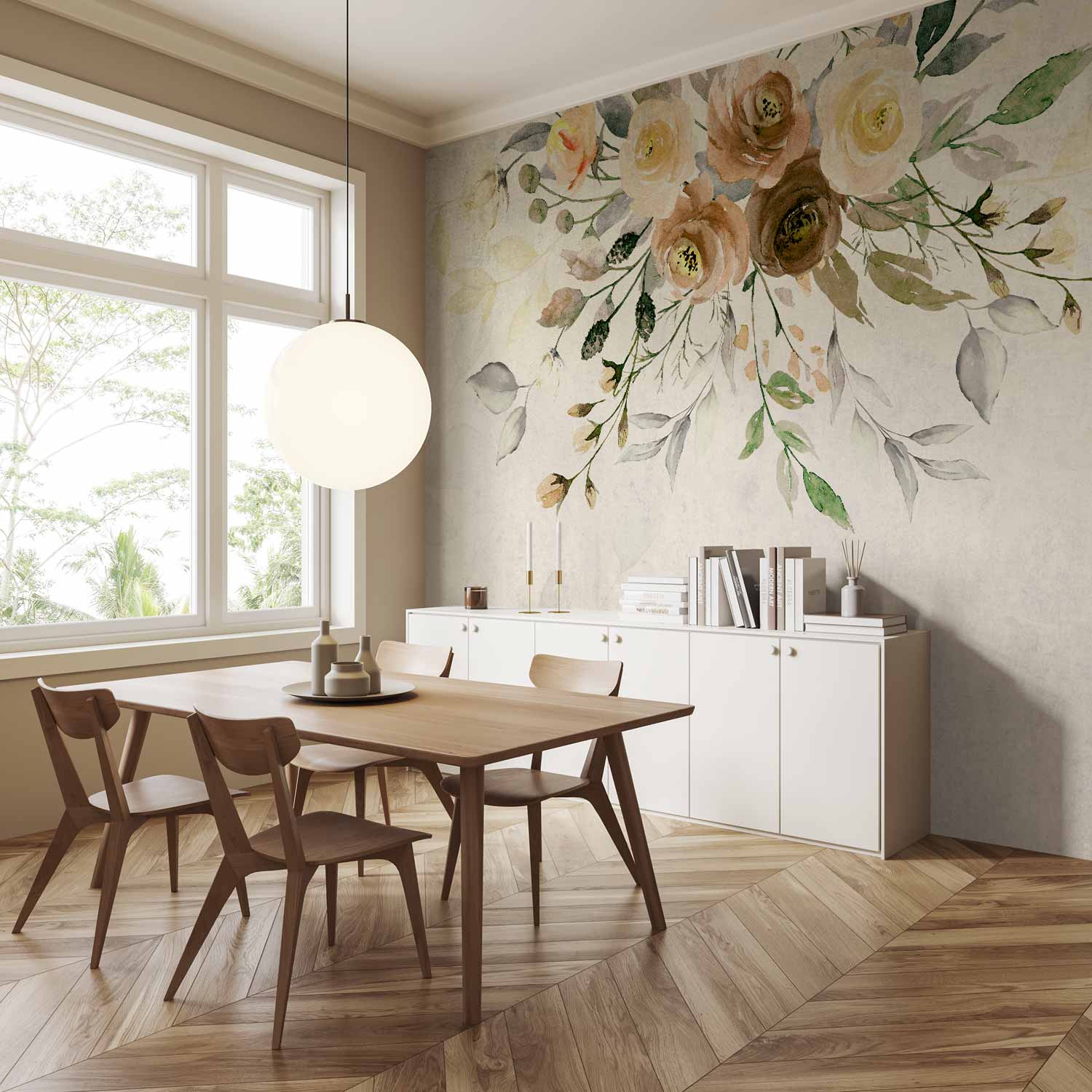 Retro Summer Bloom Floral Wall Mural