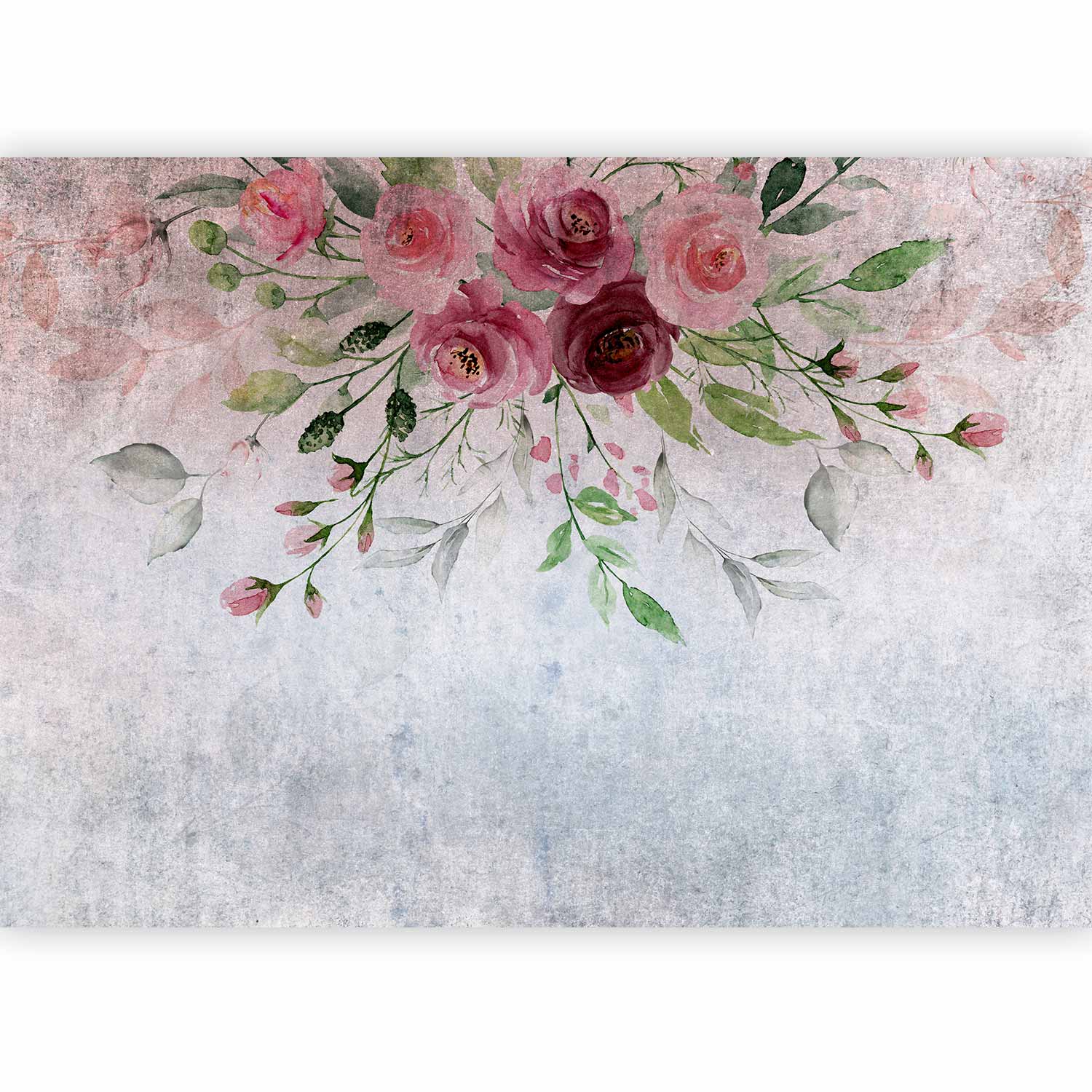 Wall Mural - Summer Bloom with Flowers and Leaves in Pink Tones
