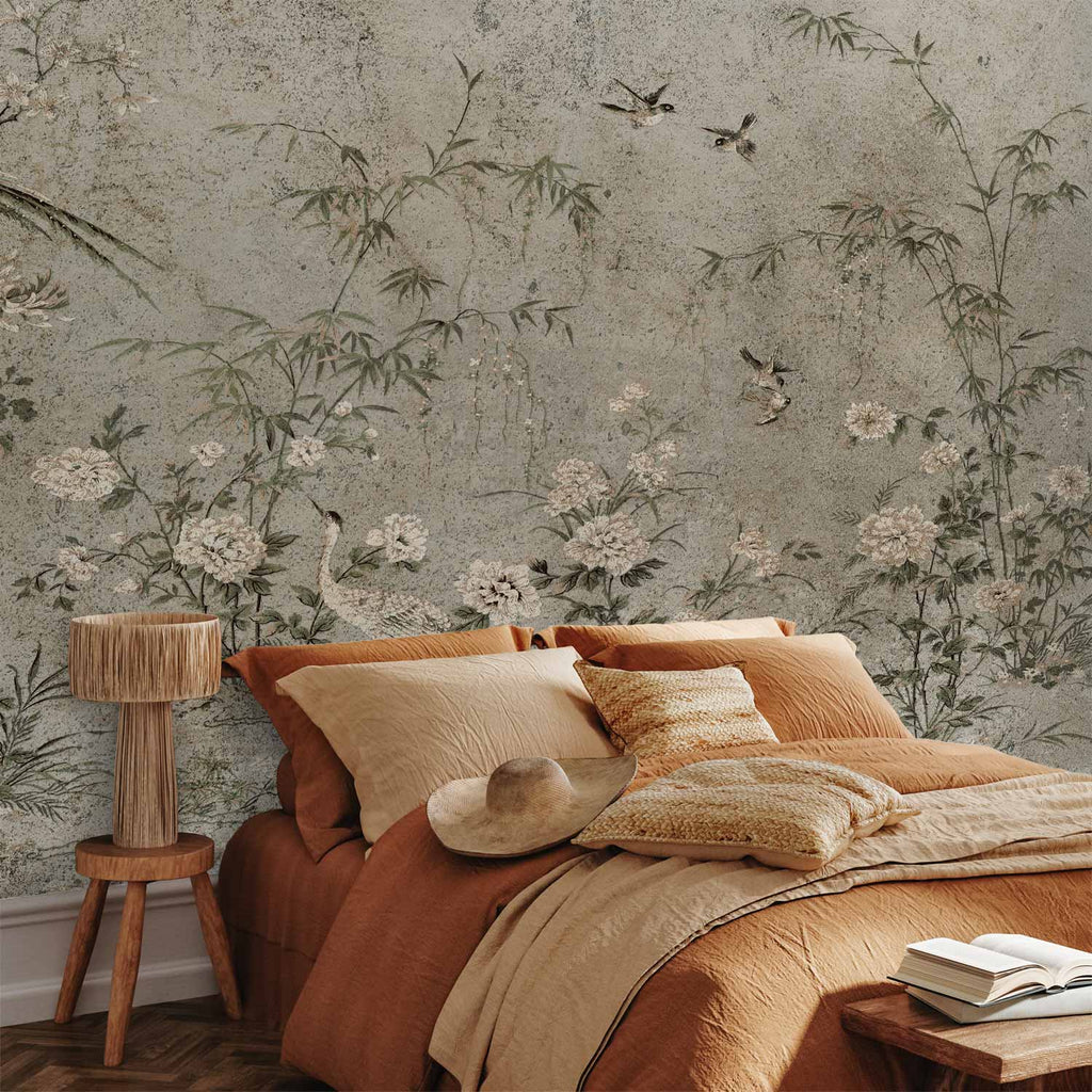 Eastern Bird and Leaf Nature Wall Mural