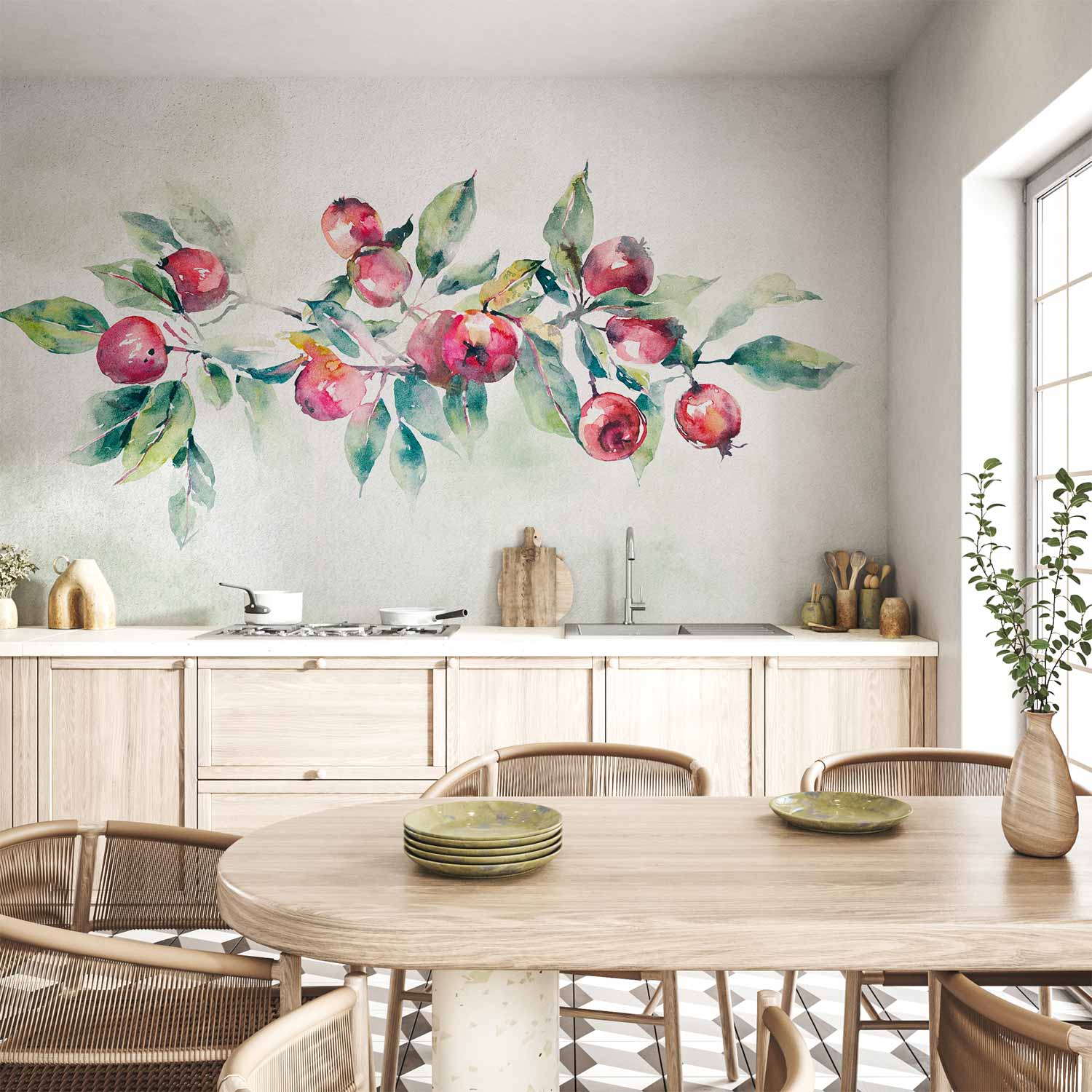 Wall Mural Apple Branch Leaves