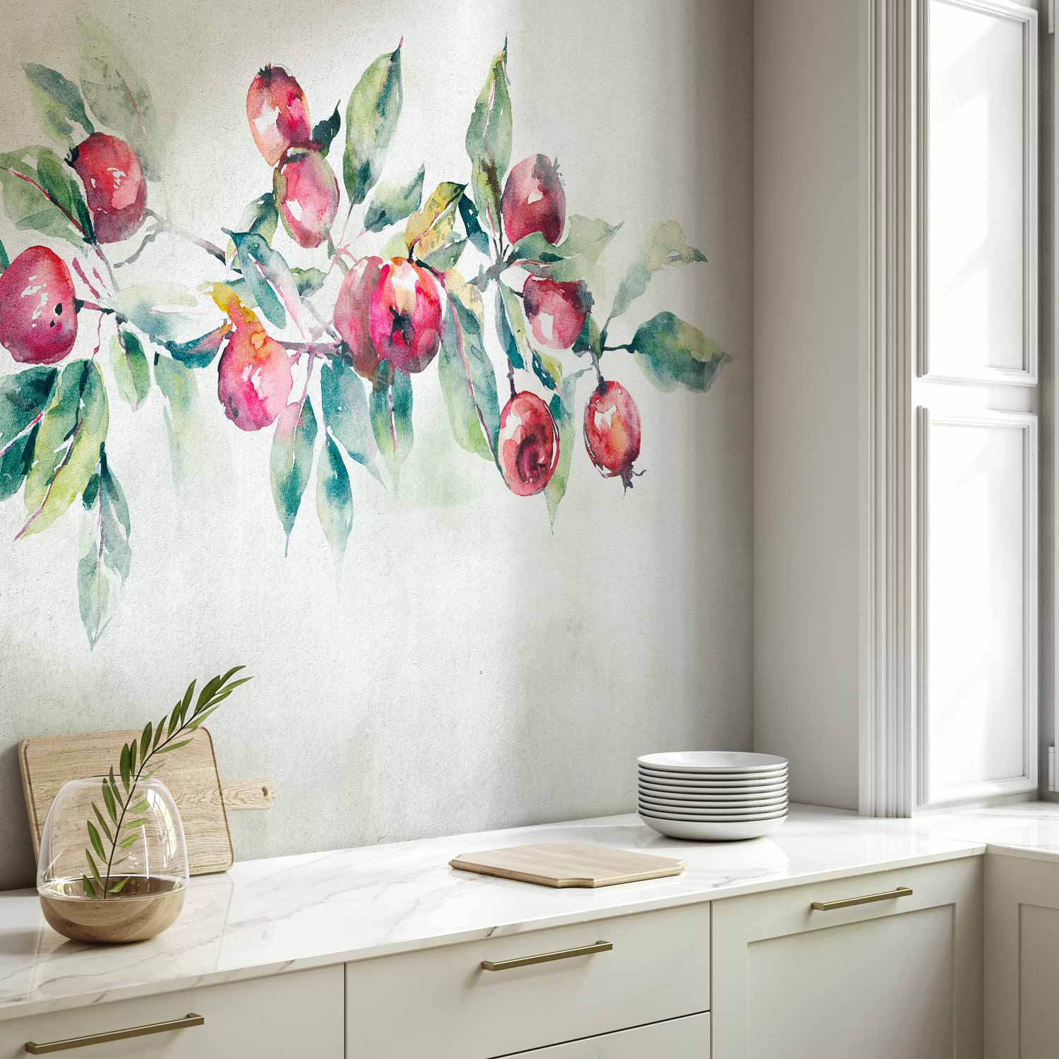 Red Apple Branch Botanical Wall Mural