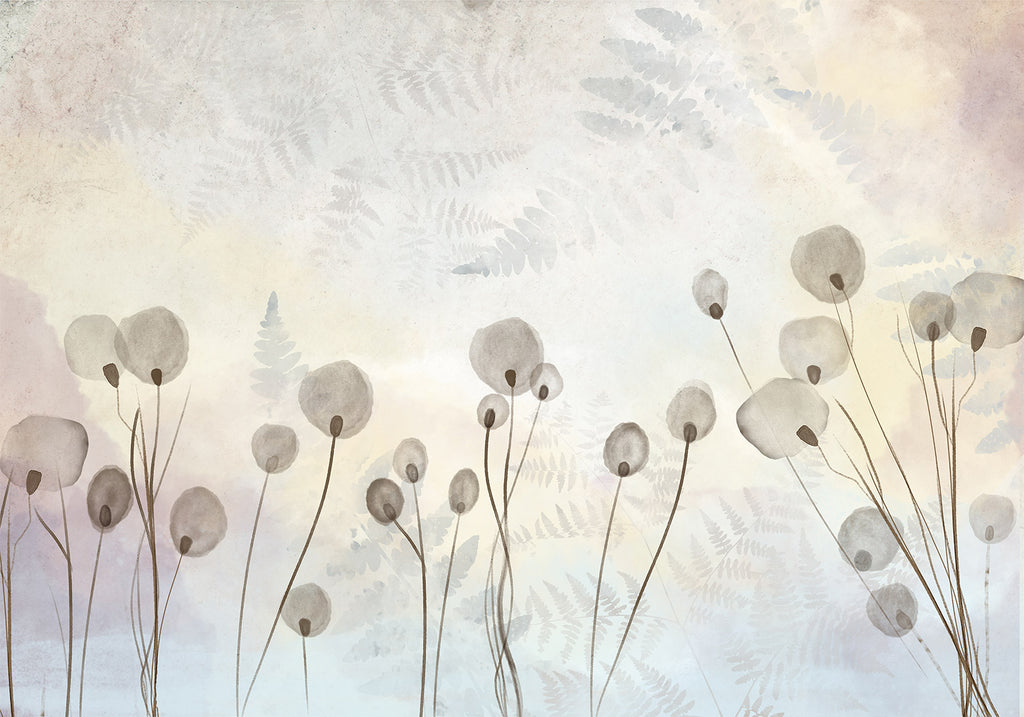 Wall Mural - Minimalist Meadow - Floral in Light Shades