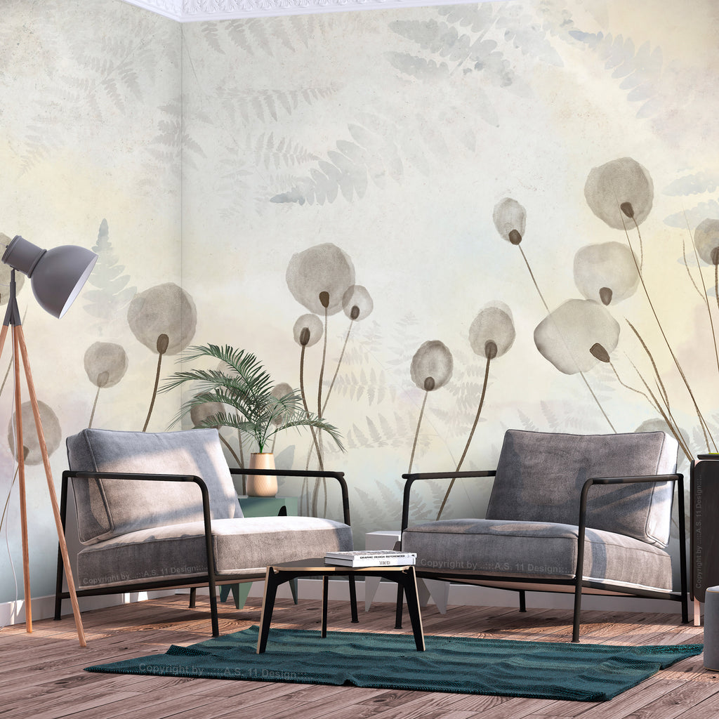 Wall Mural - Minimalist Meadow - Floral in Light Shades