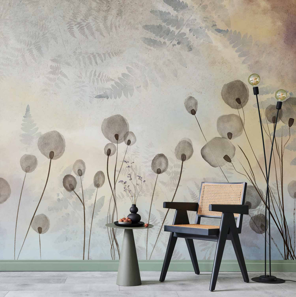 Wall Mural - Minimalist Meadow - Floral in Light Shades