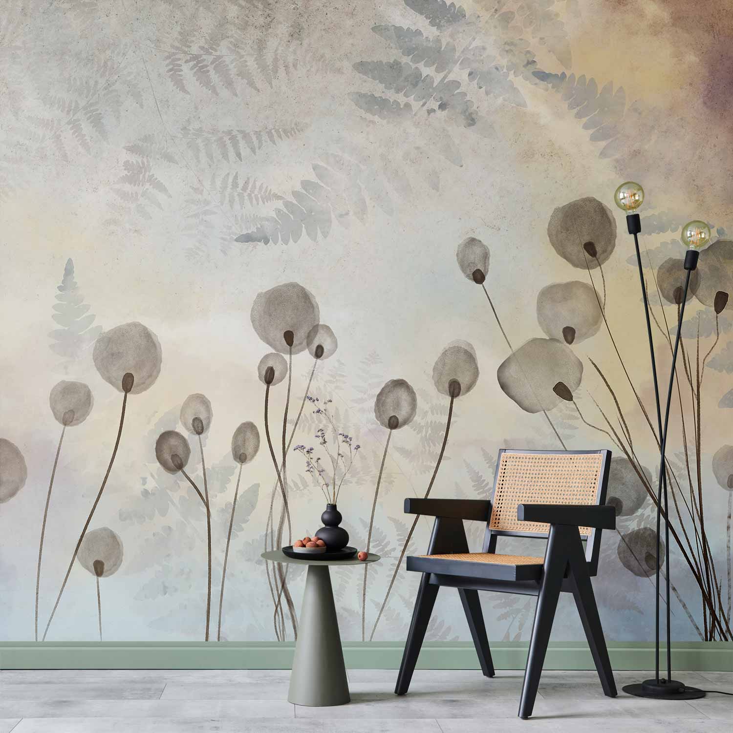 Wall Mural - Minimalist Meadow - Floral in Light Shades