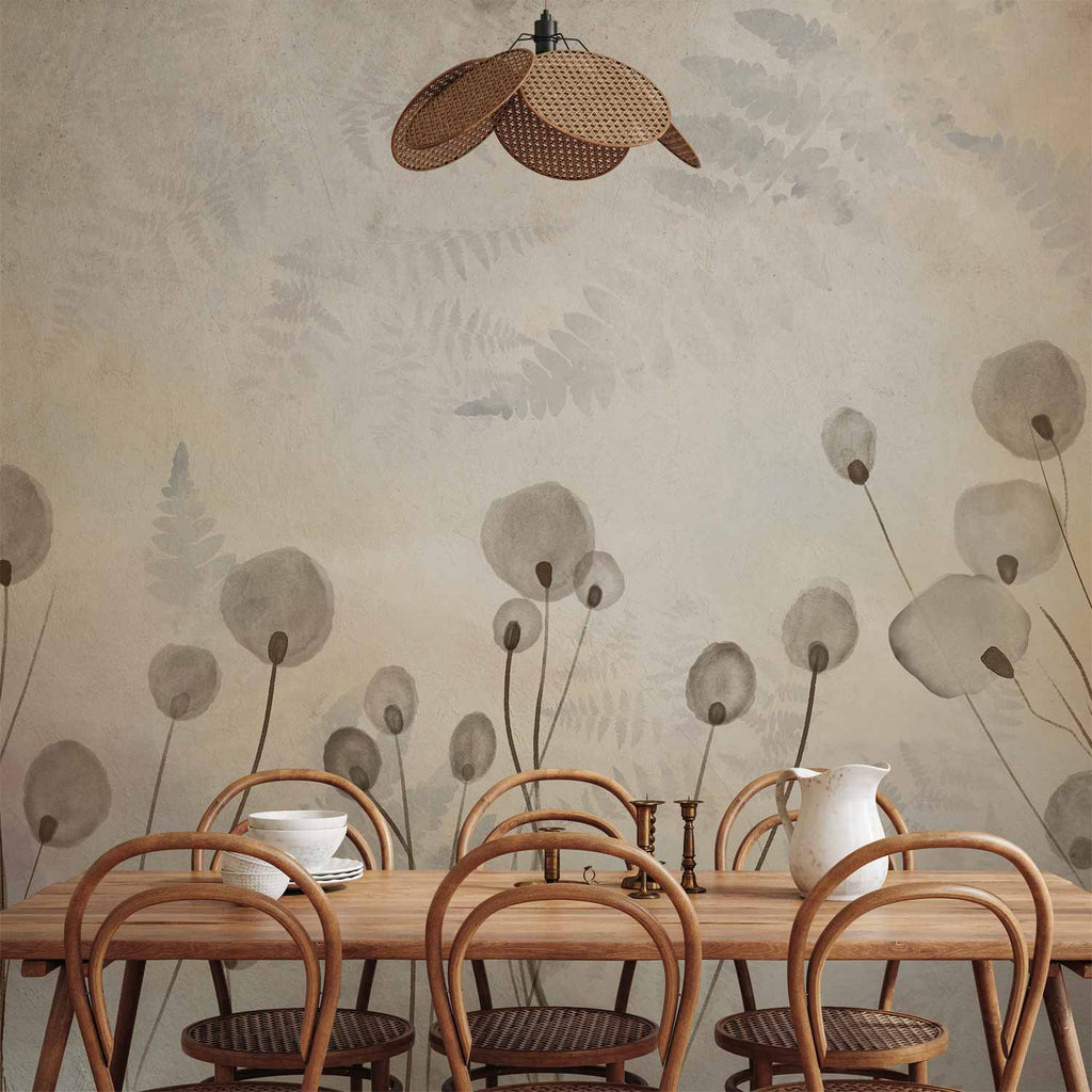 Wall Mural - Minimalist Meadow - Floral in Light Shades