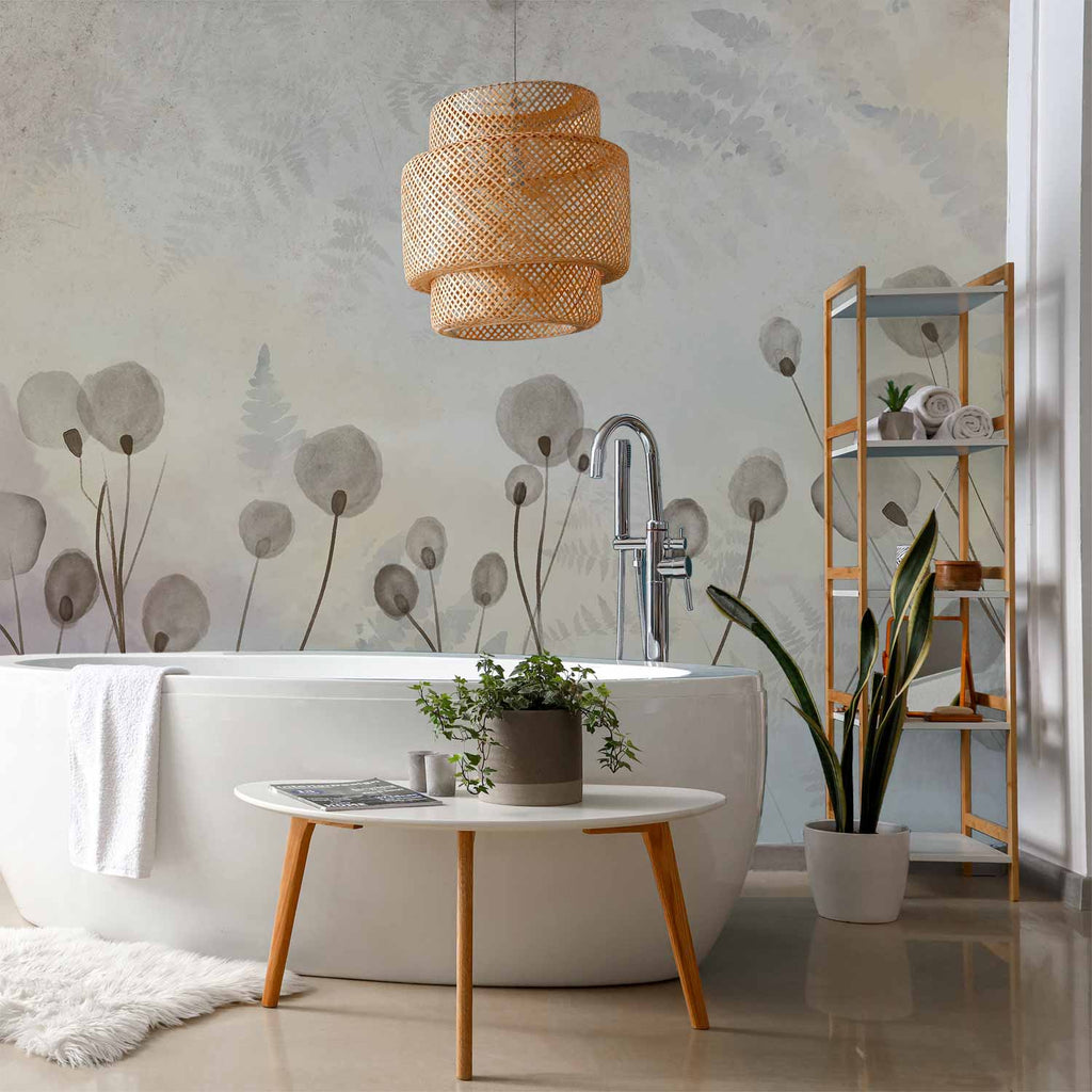 Minimalist Meadow Floral Light Shades Wall Mural