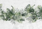 Wall Mural Jungle Leaves with Green Plume on White Background