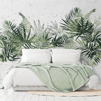 Wall Mural Jungle Leaves with Green Plume on White Background