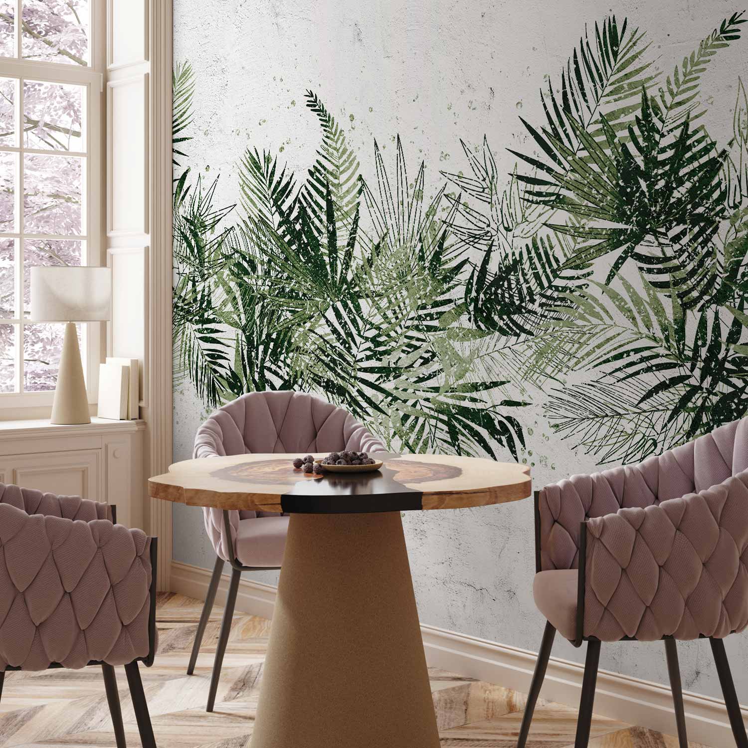 Tropical Jungle Green Plume Leaf Wall Mural