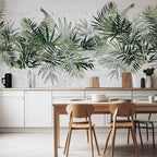 Wall Mural Jungle Leaves with Green Plume on White Background