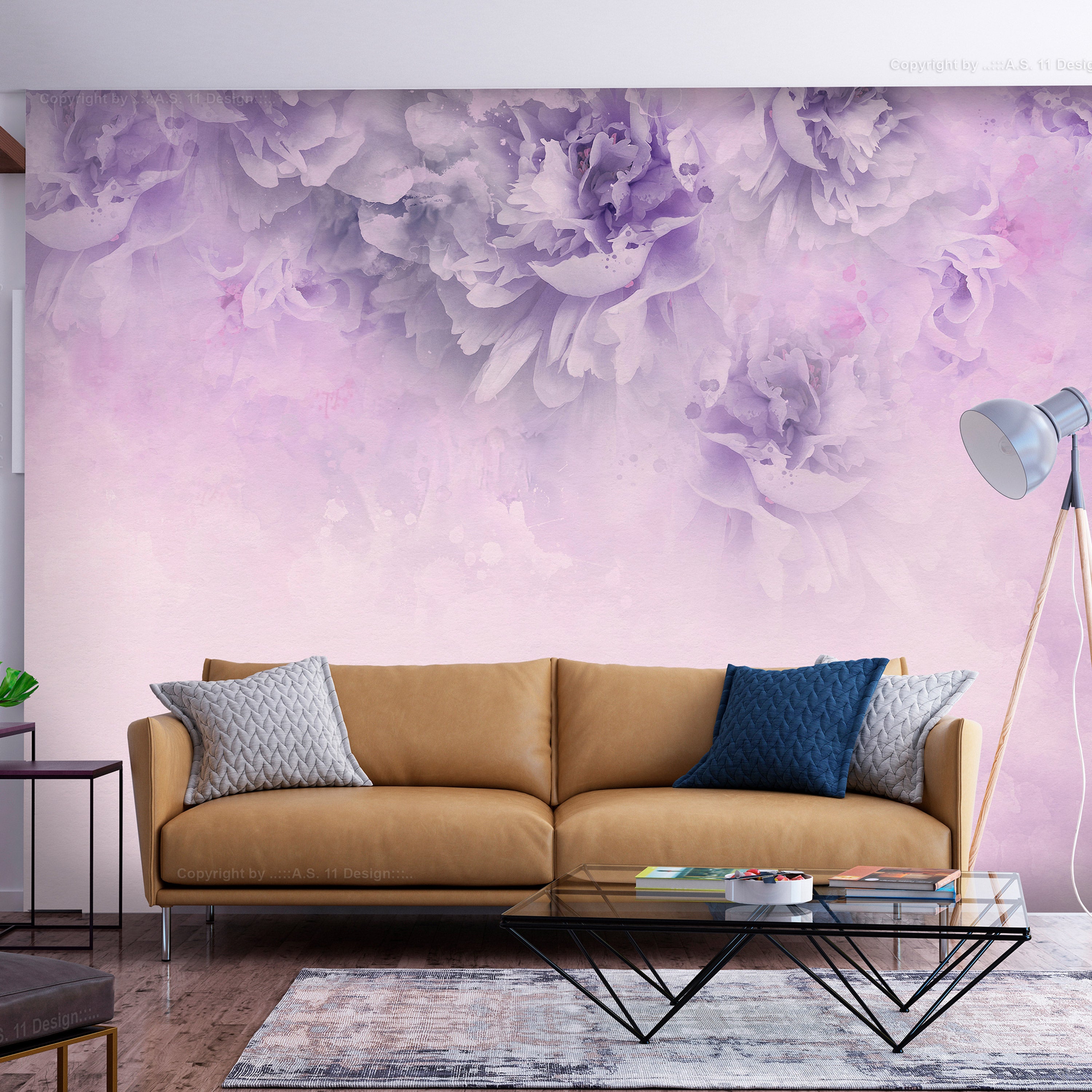 Wall Mural Floral Etude of Life Grey Violet