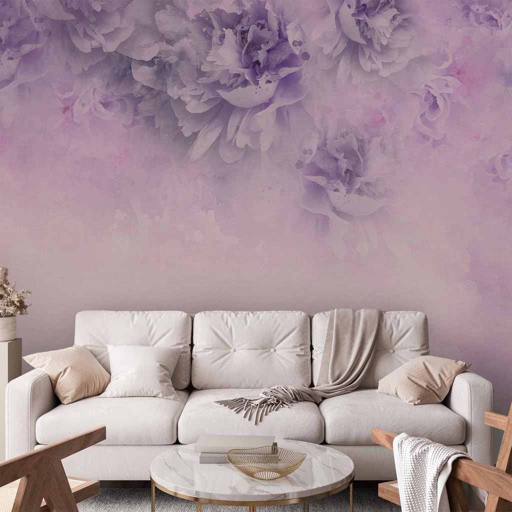 Wall Mural Floral Etude of Life Grey Violet