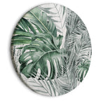 Round Canvas Print - Exotic Flora Leaves