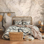 Sepia Tropical Jungle Leaves Wall Mural