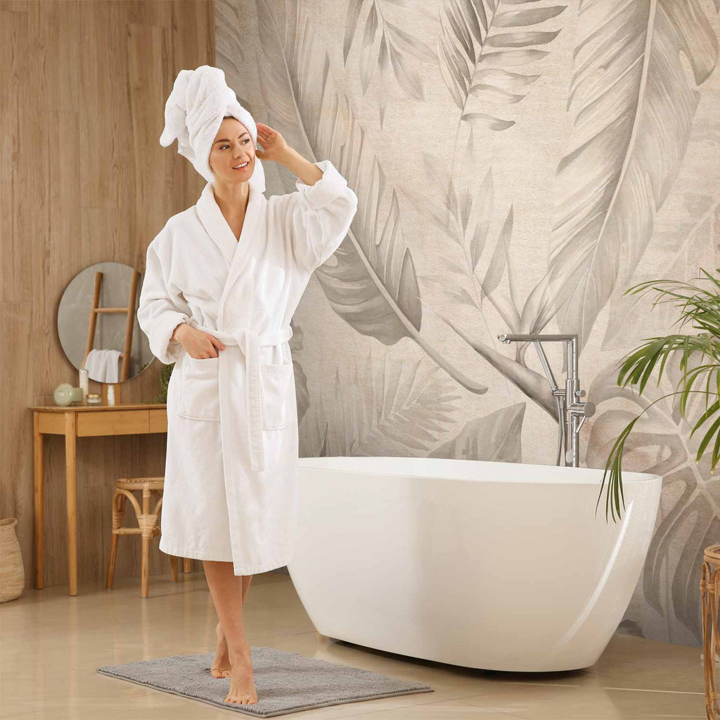 Sepia Tropical Jungle Leaves Wall Mural