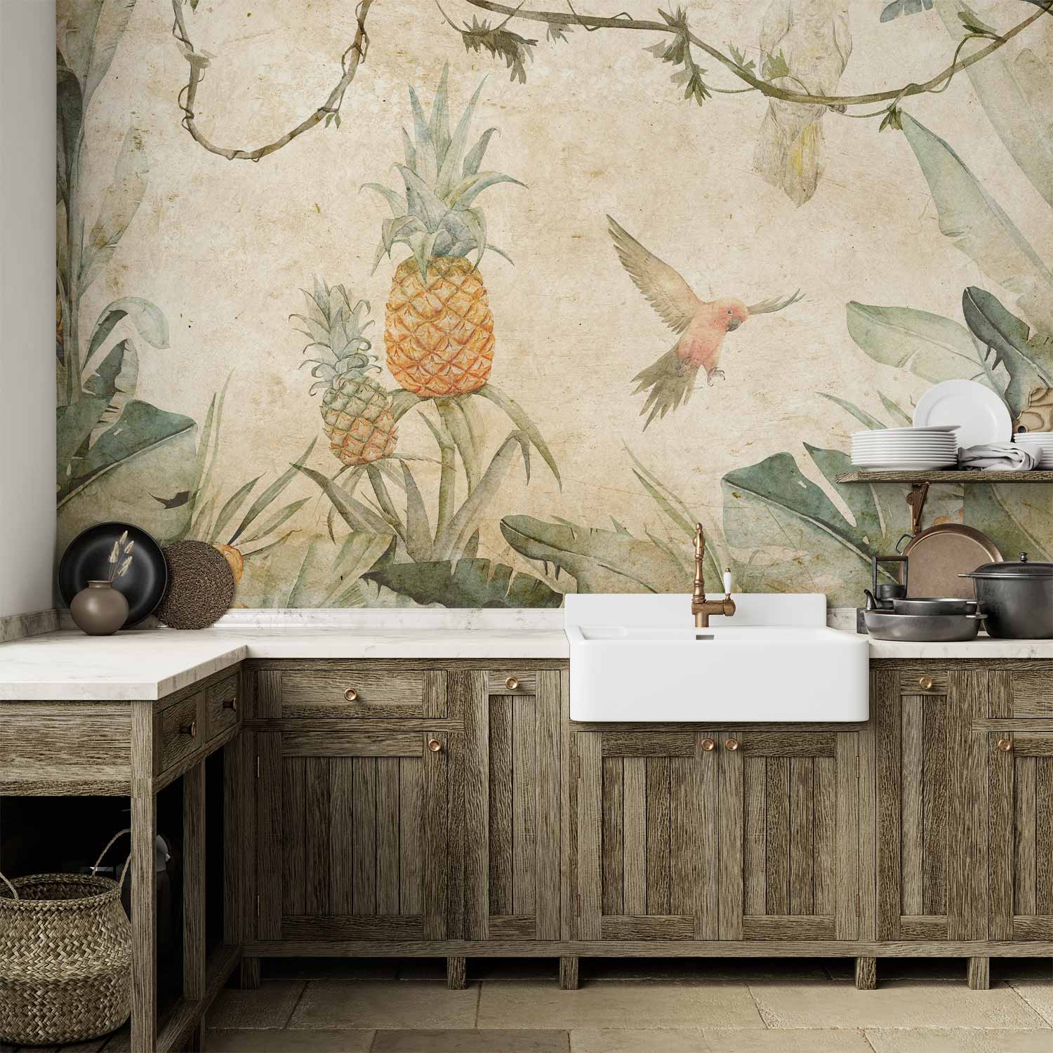 Wall Mural Parrots Jungle Leaves