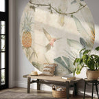 Parrots Jungle Leaves Round Wall Murals