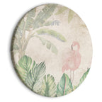 Round Canvas Print: Birds among Leaves