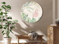 Tropical Flamingos Pastel Round Canvas Print