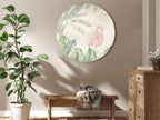 Round Canvas Print: Birds among Leaves