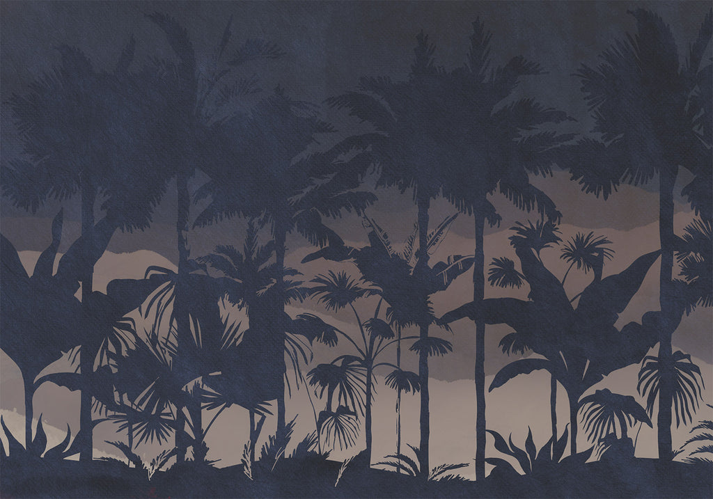 Wall Mural Jungle at Night Leaves