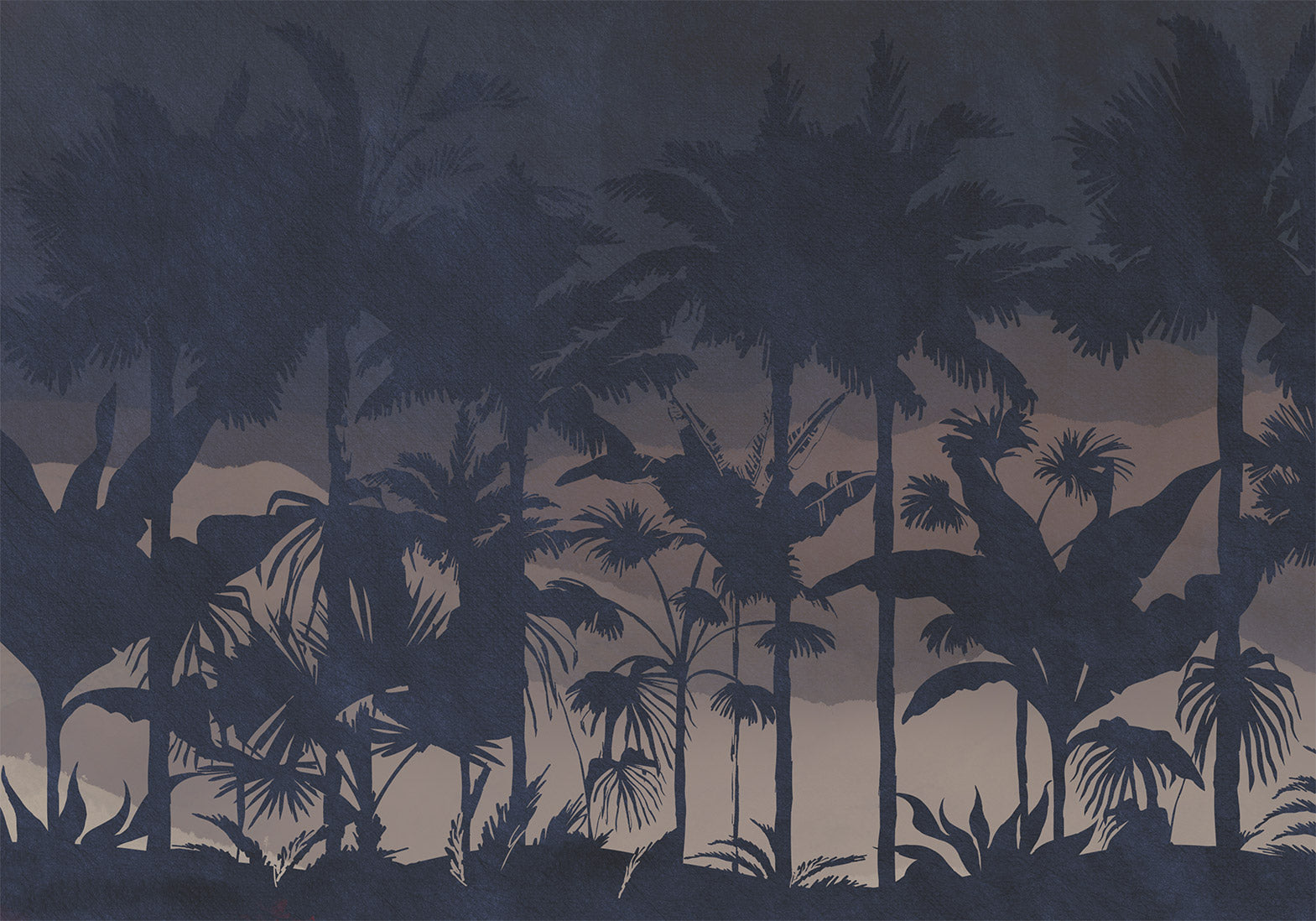 Wall Mural Jungle at Night Leaves
