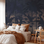 Jungle Leaves at Night Wall Mural