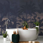 Jungle Leaves at Night Wall Mural