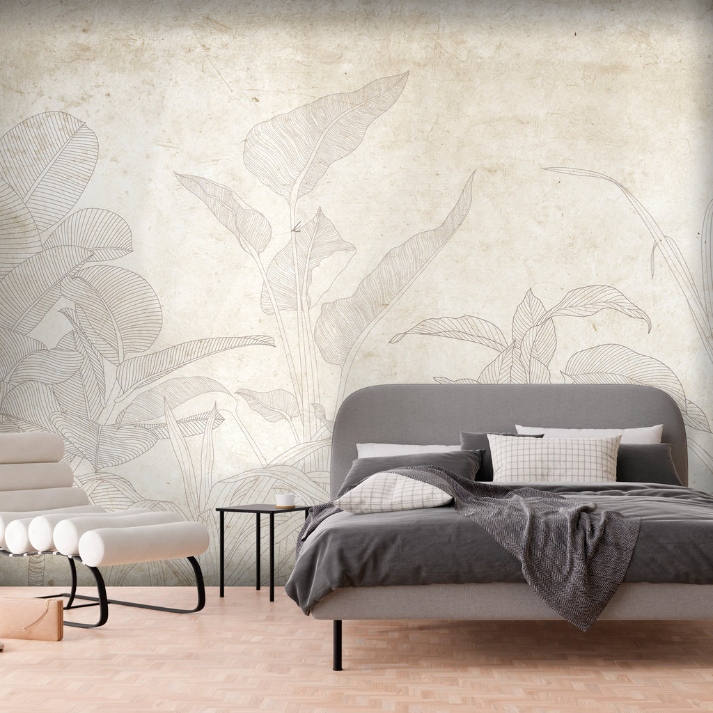 Wall Mural Subtle Exotic Plants Leaves