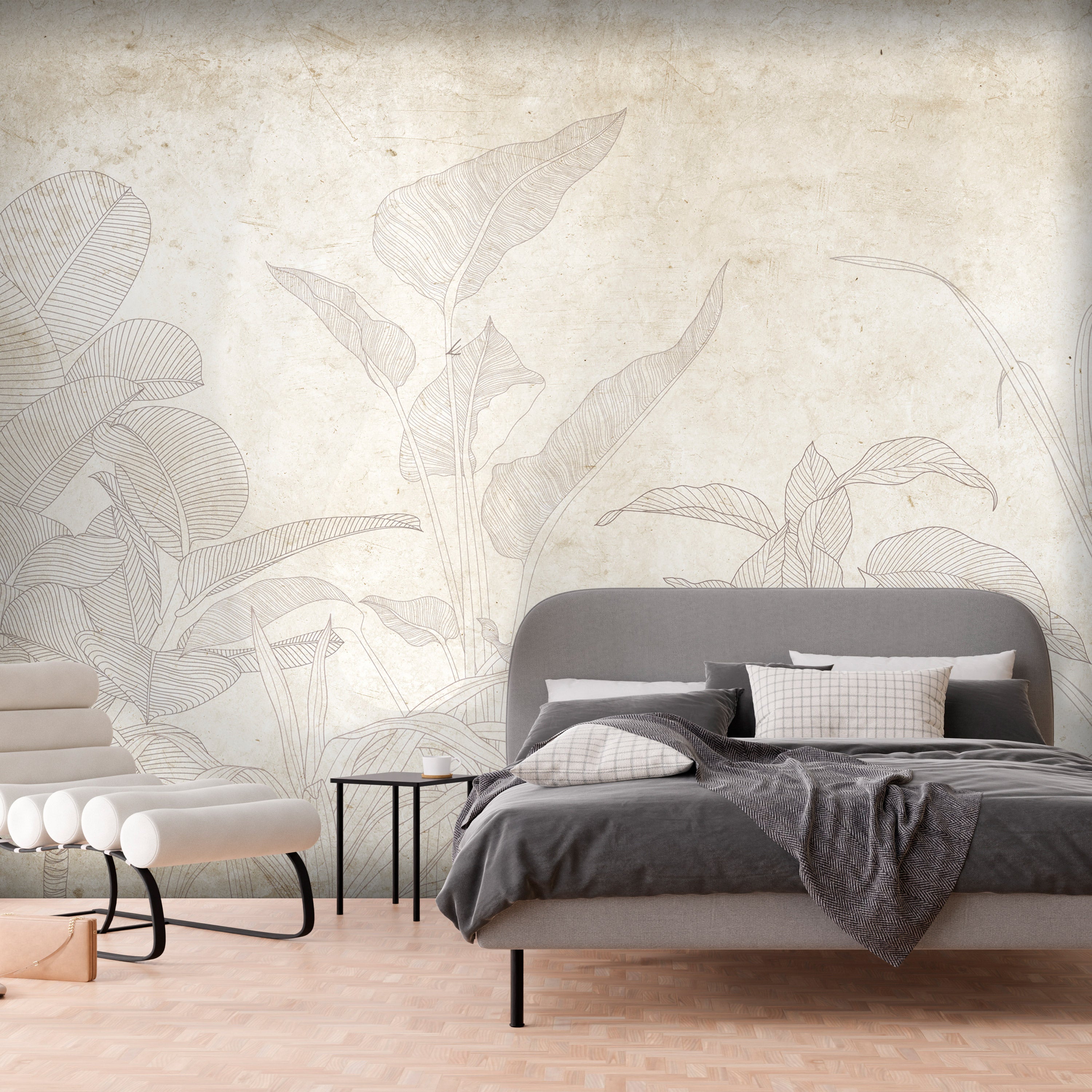 Wall Mural Subtle Exotic Plants Leaves