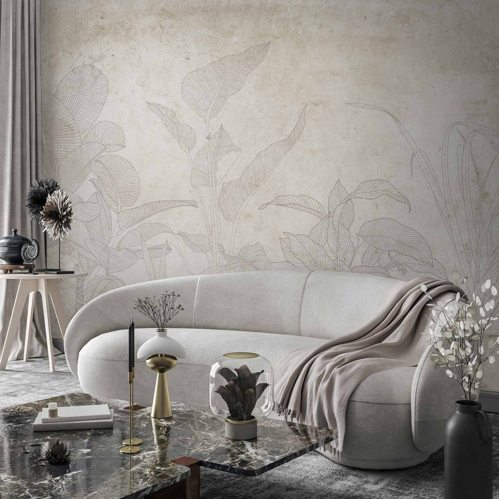 Wall Mural Subtle Exotic Plants Leaves