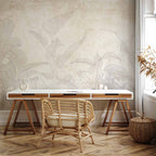 Subtle Exotic Plant Leaves Wall Mural