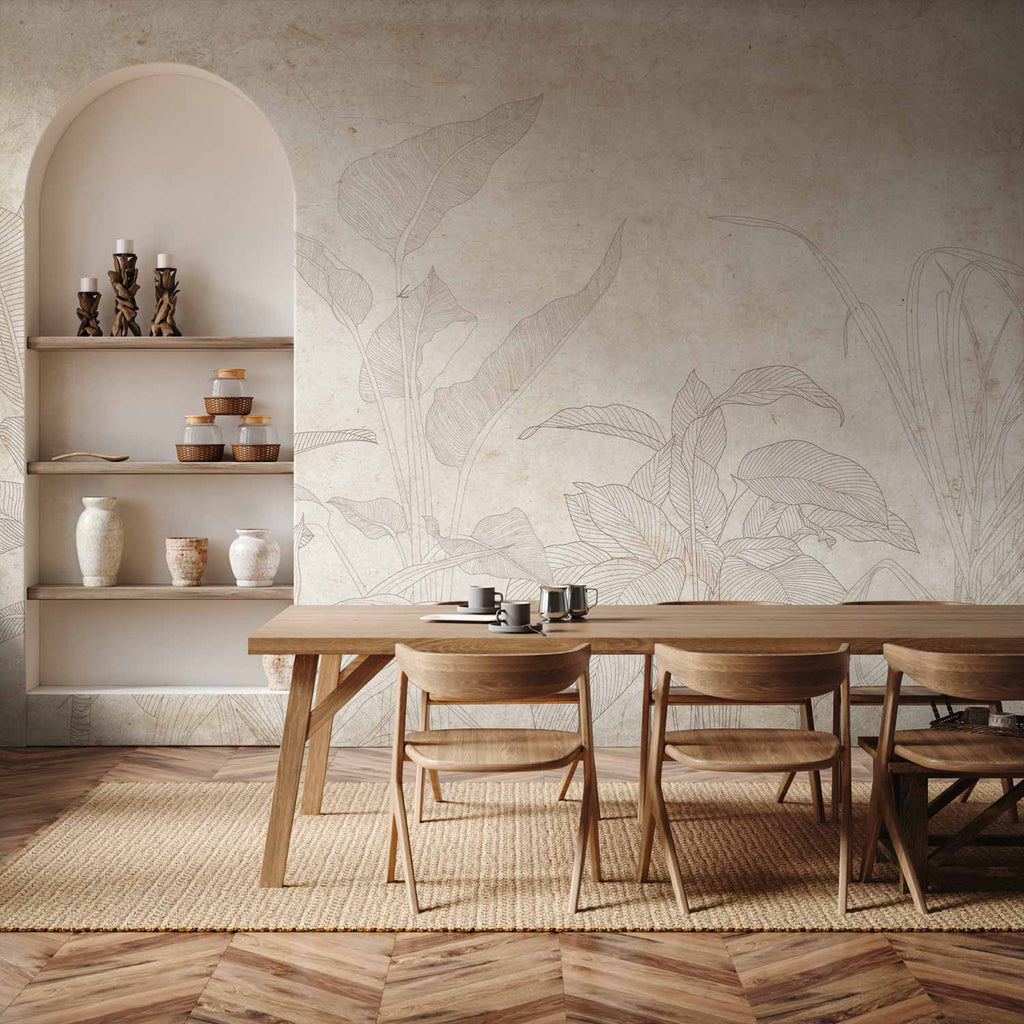 Wall Mural Subtle Exotic Plants Leaves