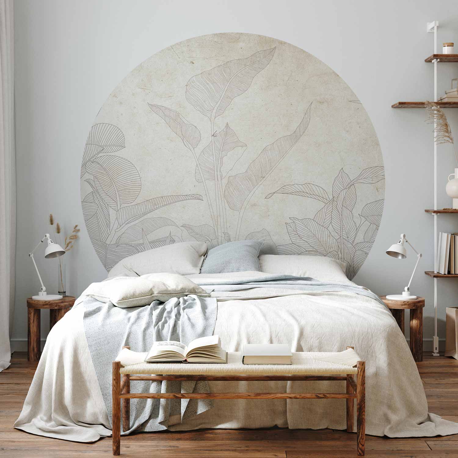 Subtle Exotic Plants Round Wall Mural