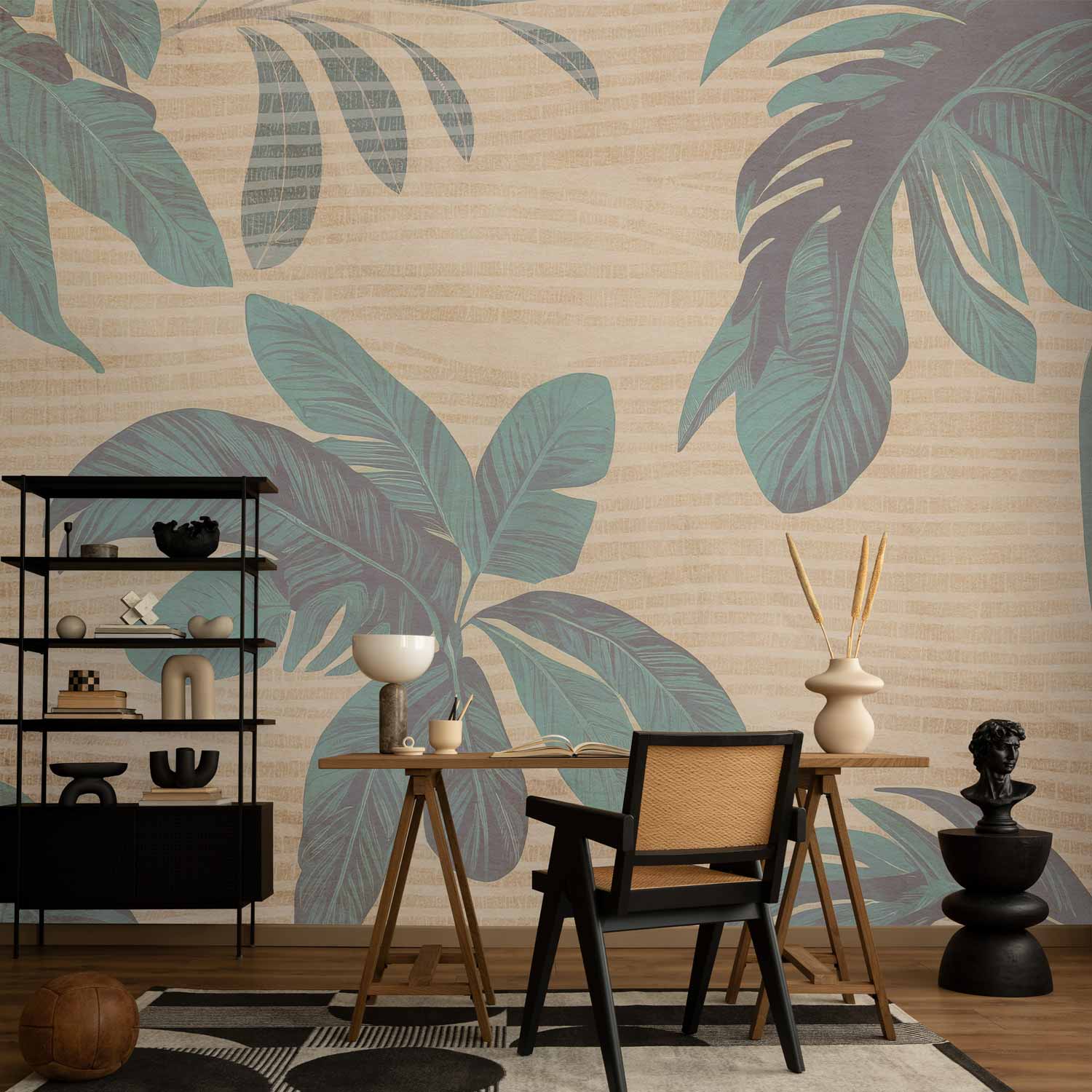 Misty Tropical Leaves Wall Mural