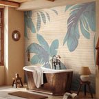 Misty Tropical Leaves Wall Mural