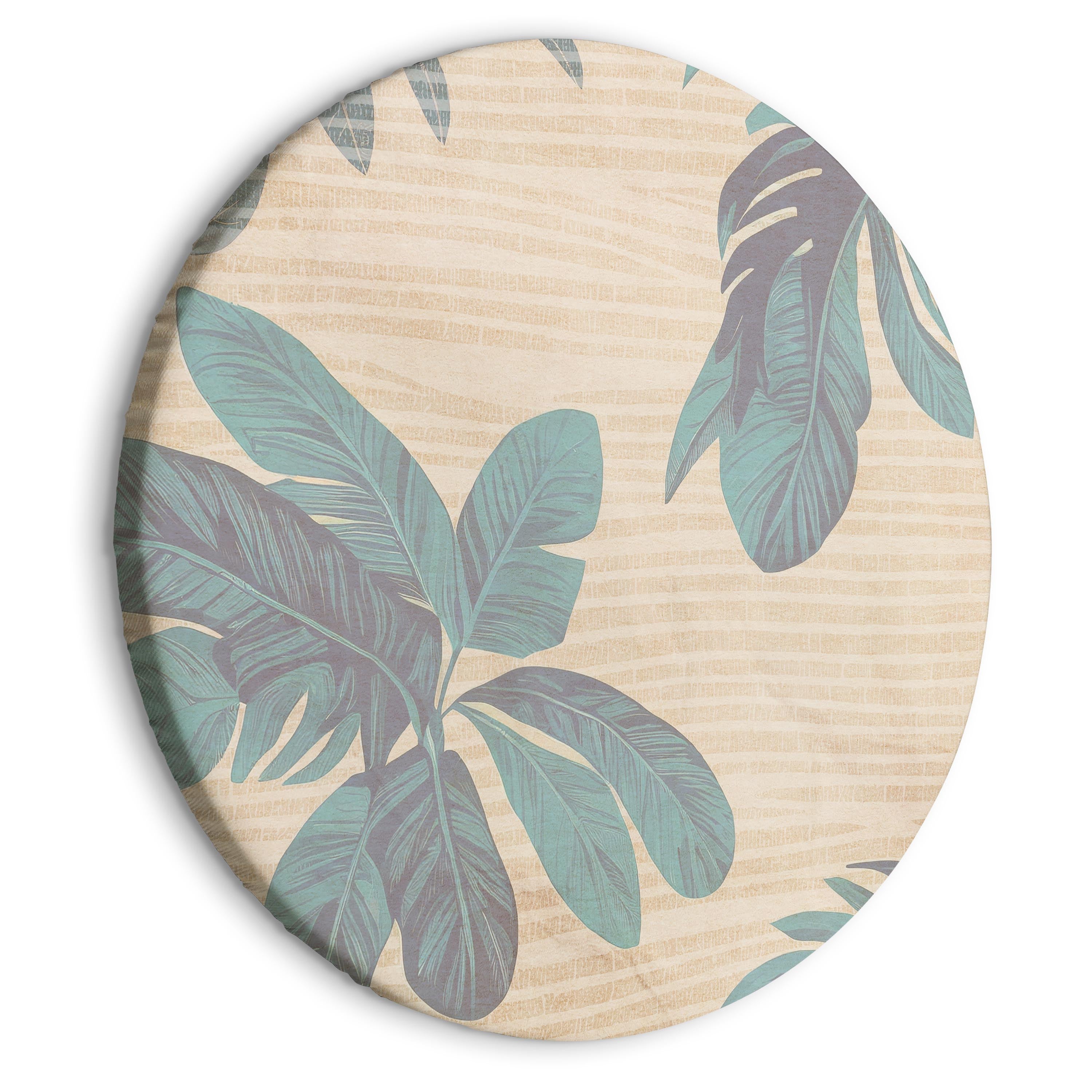 Round Canvas Print Palm Trees in Mist – Leaves