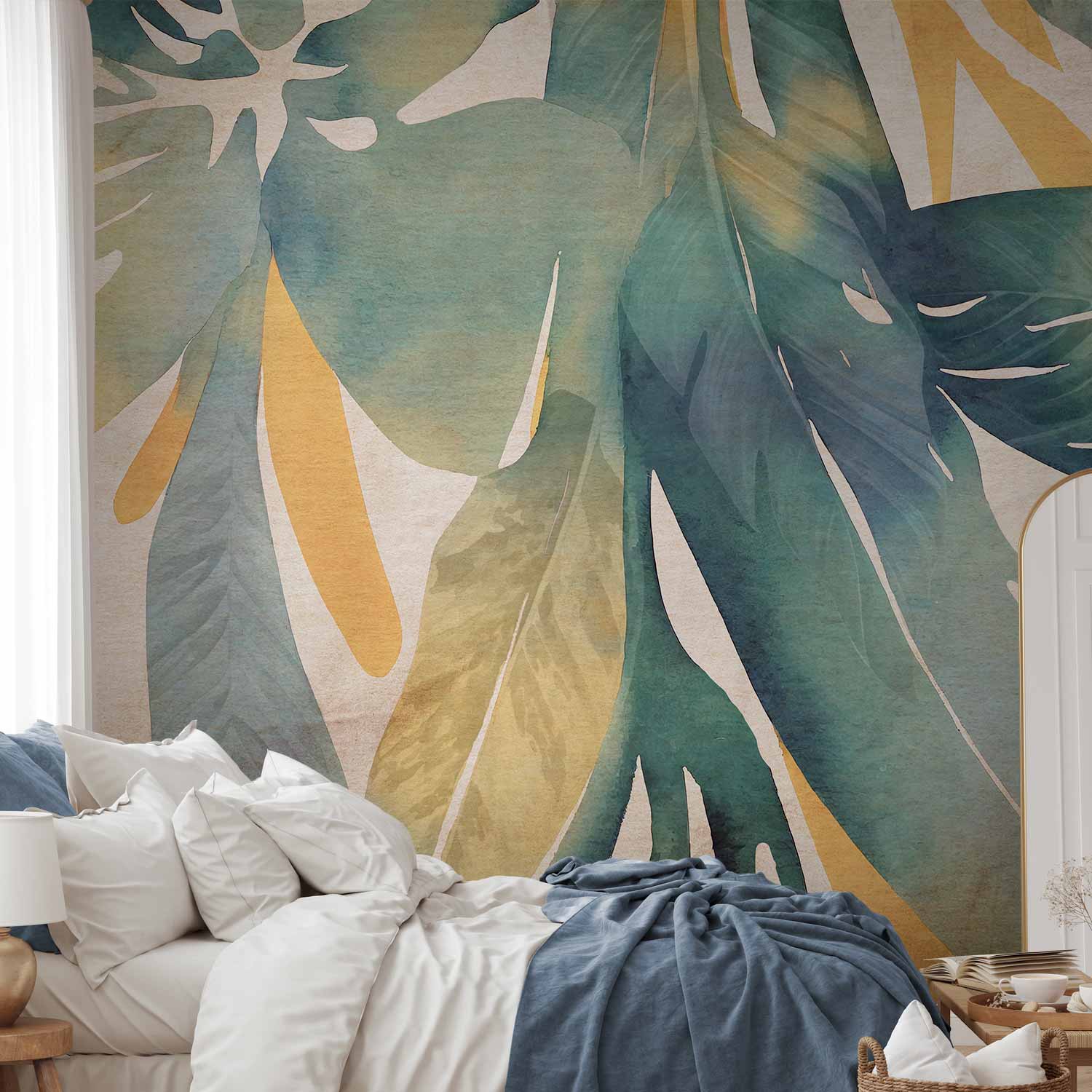 Watercolour Tropical Leaves Wall Mural