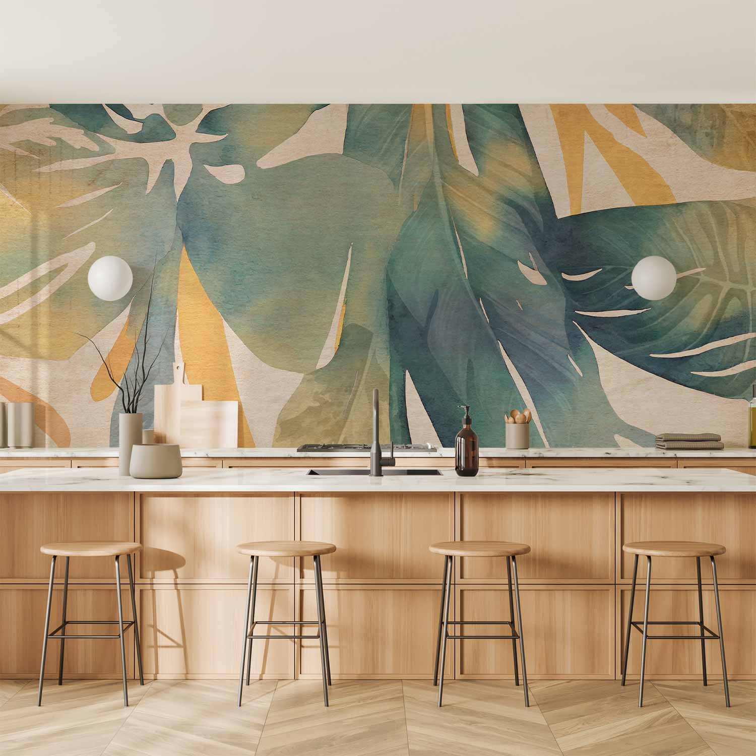 Wall Mural Watercolour Tropics Leaves